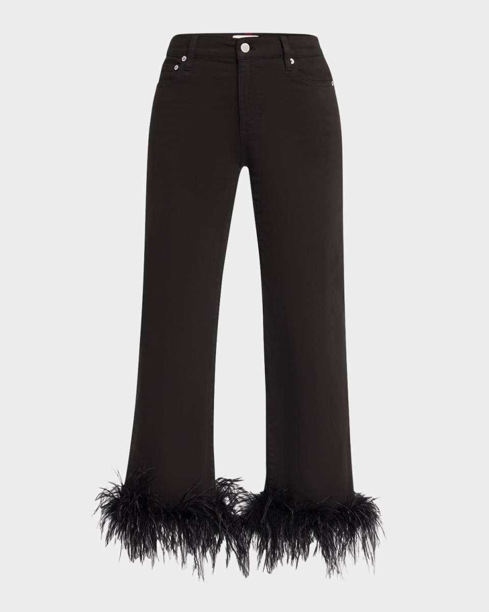 Roxie Low-Rise Flare Cropped Jeans with Feather Cuffs